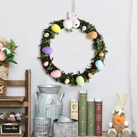 

Papaba Garland Pendant Ornamental Lanyard Design Delicate Hanging Foam Egg Bunny Wreath