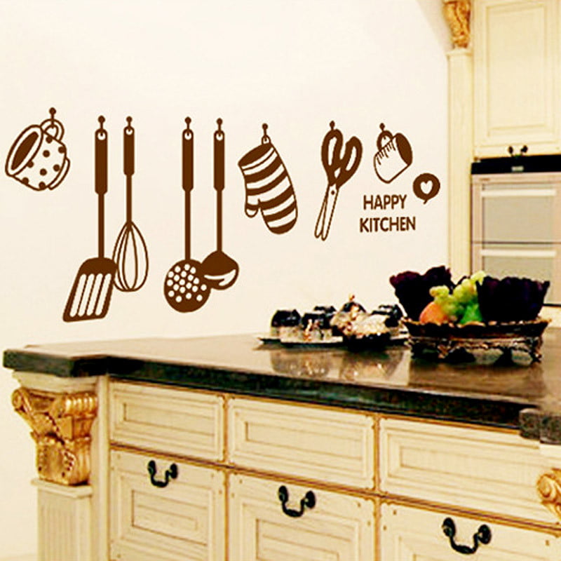 Takeoutsome Diy Removable Happy Kitchen Wall Decal Vinyl Home Decor Stickers New Com - Vinyl Home Decor Items