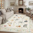 thumbnail image 2 of BERTHMEER 8'x10' Area Rugs for Living Room Large Beige Modern Cat Pattern Rugs for Bedroom Office Machine Washable Farmhouse Dining Room Rugs Non Slip Contemporary Floral Carpets, 2 of 7