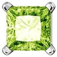 thumbnail image 2 of 07mm Princess Cut Peridot Ice CZ Basket Set Sterling Silver Stud Earrings, 2 of 2