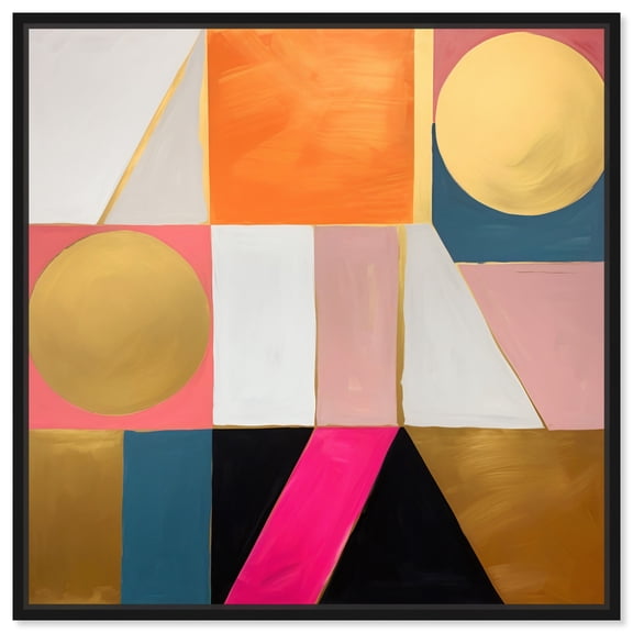 2D Geometric Figures Canvas Retro Geometric Abstract Wall Art by Art Remedy, Black Frame, 12" x 12"