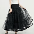 thumbnail image 2 of SWSMCLT Women's Maxi Petticoat Tulle Skirt Summer Bubble Skirt Ruffle Skirt Bustle High Waist Wedding Flowy A Line Fall Fashion Black Small, 2 of 4