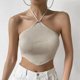 thumbnail image 1 of Camiseta Sin Mangas Con Cuello Halter Dobladillo curvo Cami Top Navel Exposed Mujer Estilo Y2k Traje de calle (Beige S) Cgtredaw Para estrenar, 1 of 6