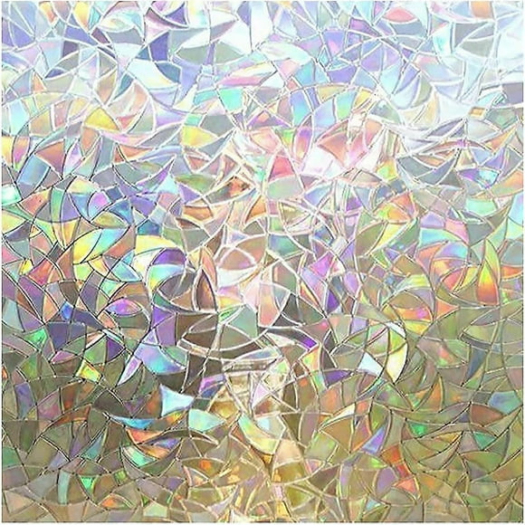 Window Privacy Film, Rainbow Window Clings, 3d Decorative Window Vinyl, Stained Glass Window Decals,18 X 78.7 Inches