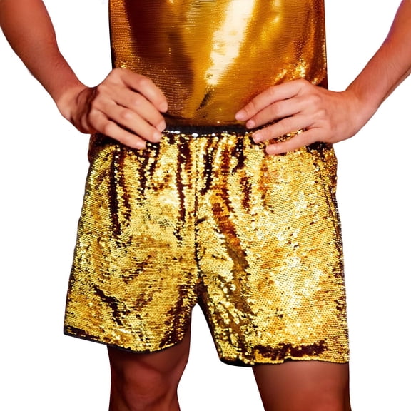 uikmnh Mens Shorts Reversible Sequin Casual Shorts Streetwear Fashion Loose Fit Comfortable Breathable Lightweight Summer Outdoor Daily Wear Size:L
