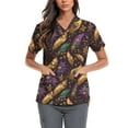 thumbnail image 3 of Hearthz Mardi Gras Scrub Tops for Women Fat Tuesday Carnival Women Shirt V Neck Short Sleeve Nurse Working Uniforms with Pocket S-5XL, 3 of 5