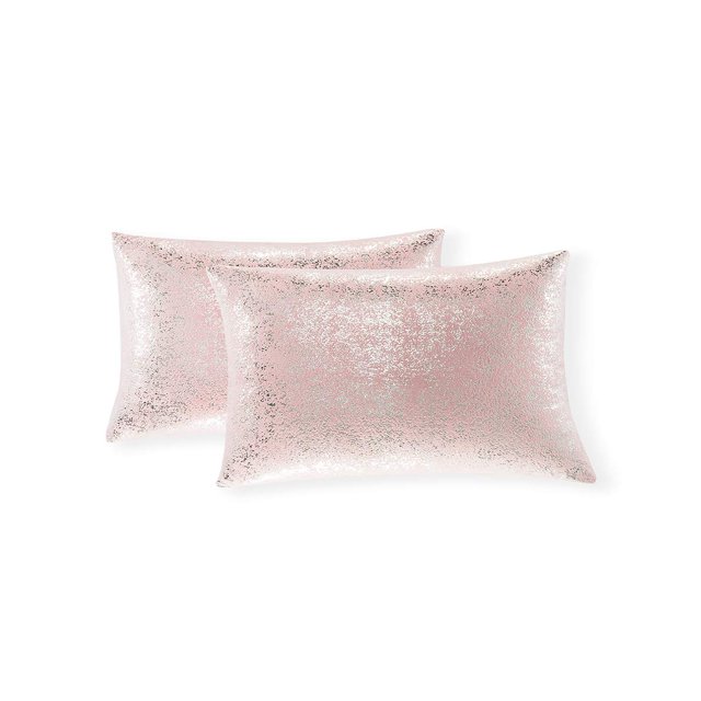 Xinrjojo Paquete de 2 fundas de almohada para sofá, decoración del hogar, vintage brillante y estrellado, 12.0 x 20.0 in (plateado, rosa claro)