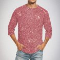 thumbnail image 2 of Maean Men Big and Tall Shirts Sequin Printed Crewneck 3/4 Sleeve Causal Tshirts Nightclub Party Shirt Top, 2 of 5