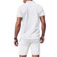 thumbnail image 5 of Glisme Mens 2 Piece Sets Summer Outfits Casual Jacquard Casual Fashion Short Sleeved Shirt And Shorts Two Piece Set Leisure Clothing Set White, 5 of 8