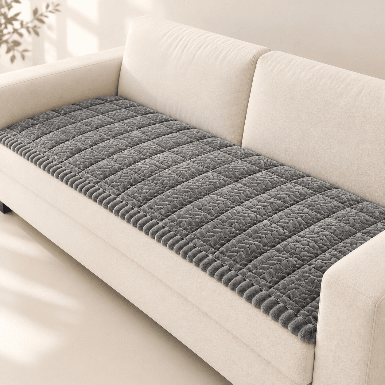 Dark Gray 27.6 x 59.06 Fuzzy Non-Slip Pet Sofa Cover Furniture Protector