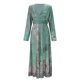 thumbnail image 2 of Gibobby Vestido de punto para mujer Vestido casual elegante de moda de otoño e invierno con cuello en V y estampado floral de manga larga para mujer(Verde,M), 2 of 5
