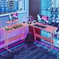 thumbnail image 7 of CL.HPAHKL L Shaped Desk Corner Gaming Desk Table with Large Monitor Riser Stand Computer Desk with Large Desktop Studying and Working and Gaming for Home and Work Place（ Pink 51 Inch ）, 7 of 7