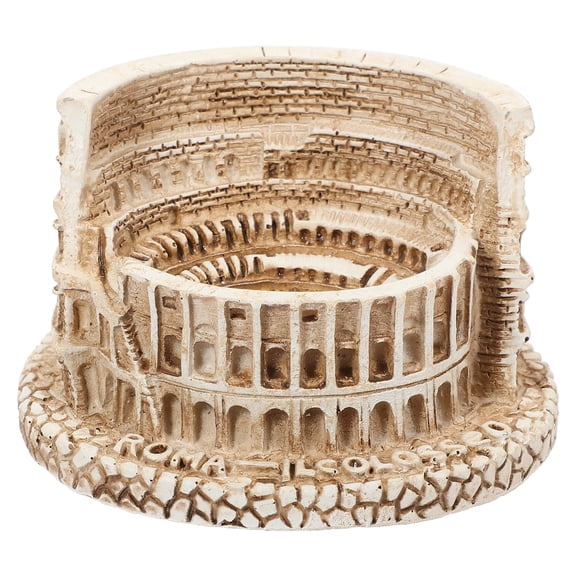 OUNONA Roman Colosseum Resin Model Craft Beige Retro Table Decoration Home Office Desk Ornament