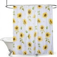 thumbnail image 2 of Yellow Sunflower Shower Curtain with Hooks Fall Waterproof Floral Fabric Decorative Bathroom Curtain Set for Autumn Rustic Botanical Flower Bathroom Décor 72"x72" Watercolor Sunflower, 2 of 6