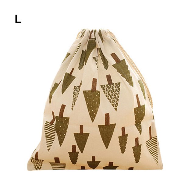 pitrice Cotton Blend Linen Home Storage Travel Use Printing Bag with the Drawstring