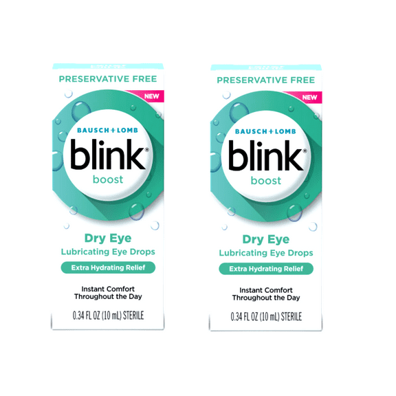 2 Pack - Blink Boost Preservative-Free Lubricating Eye Drops, Eye Care Drops for Dry Eyes, Instant Moisture for Dry Irritated Eyes & Comfort Throughout the Day, Contact Lens Friendly, 10 mL