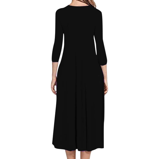 VSSSJ Women 3/4 Sleeve Plain Loose Comfy Midi T-Shirt Dresses Round Neck Solid Color Casual Swing Simple Loungewear Long Dress Black XL - Walmart Business Supplies VSSSJ Women 3/4 Sleeve Plain Loose Comfy Midi T-Shirt Dresses Round Neck Solid Color Casual Swing Simple Loungewear Long Dress Black XL - Walmart Business Supplies