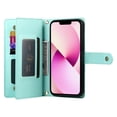 thumbnail image 4 of Allytechgroup Wallet Case for Apple iPhone 13, 9 Cards Holder + Zipper Pocket + Hand Wrist Shockproof Stand Flip Cover RFID Blocking Phone Case for Women Men, Mint, 4 of 7
