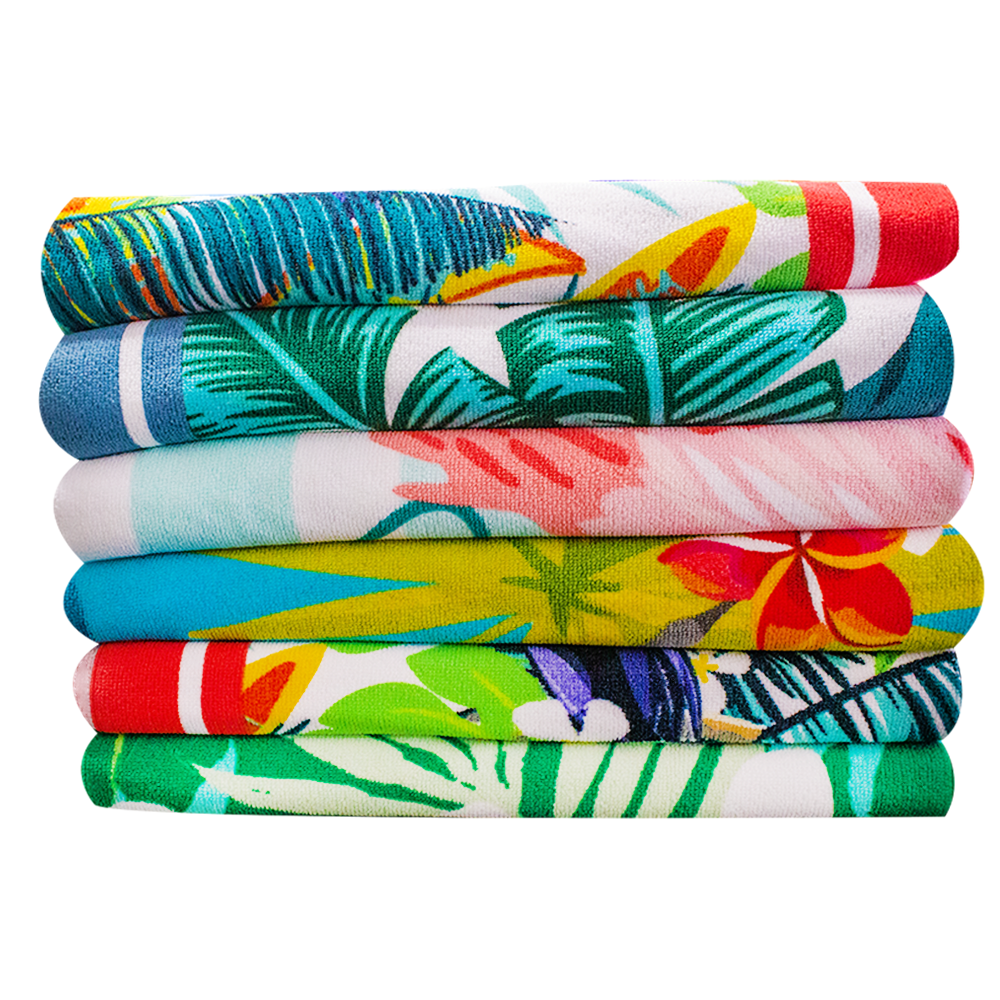 Assorted Designs 30 x 60 Paradise Microfiber Beach Towel Set (Pack of 6 ...