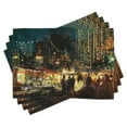 thumbnail image 1 of Ambesonne Night Place Mats Set of 4, City Street Colorful Art, Standard Size, Multicolor, 1 of 6