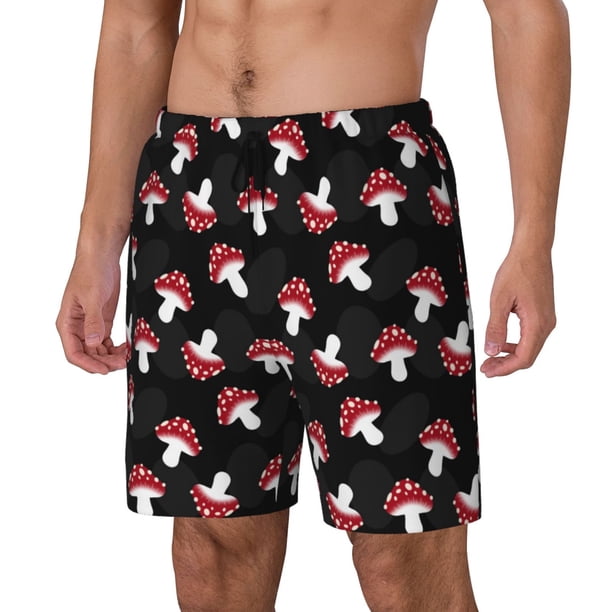 Fotbe Cartoon Mushroom Traje de Baño para Hombre – Shorts de Natación de Secado Rápido con Forro y Bolsillos-Large
