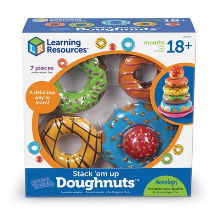 Learning Resources Smart Snacks Stack 'Em Up Doughnuts, Preschool Fine Motor Toys, 6 pieces, Ages 18mos+