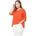thumbnail image 2 of GRACE & GRANDEUR Women's Plus Size 3/4 Sleeves Split V Neck Blouse Tops, 2 of 7
