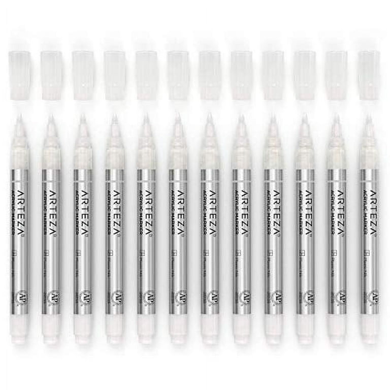 Acrylic Markers, White, Fine Nib - 12 Pack