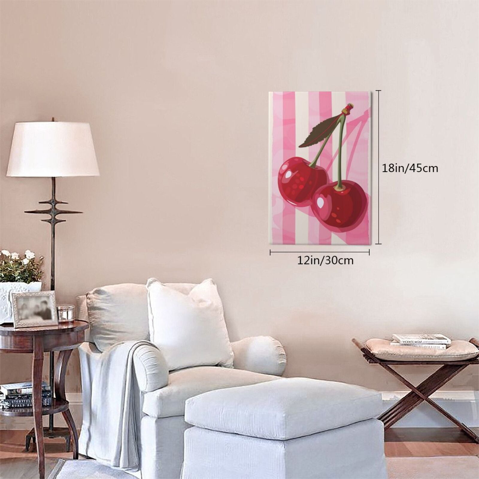 12x18 inch Canvas Hanging Picture Red Cherry,Rustic Home Living Room,Yard,Bathroom,Study Wall Decor Paintings Prints,Funny Gift For Cherry Enthusiast,Modern Art Red Cherry Decor Canvas Poster