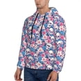 thumbnail image 2 of KLL white flower Skull blue Print Mens Hoodie Long Sleeve Casual Pullover Hooded Sweatshirt Fashion Drawstring Hoodies with Pocket-Small, 2 of 6