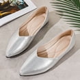thumbnail image 4 of Flat Shoes for Women Pointed Toe Comfortable Business Casual Work Shoes Dressy Leather Slip on Comfy Footbed Walking Shoes Silver Size 8.5, 4 of 6