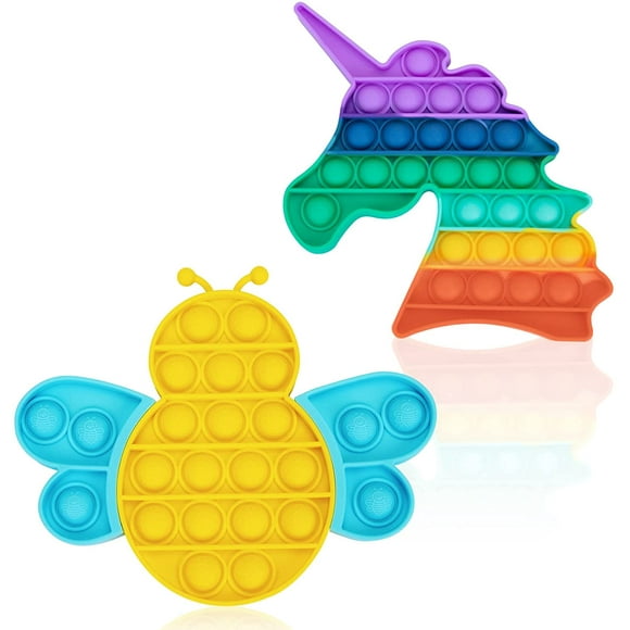 CPDD Bee Pop Fidget Unicorn Pack Toys Gift for Kid Children Push Bubble Poppers Poppet Popet Anxiety Sensory Stress Relief Rainbow Animals Horse Silicone Toys Birthday Present
