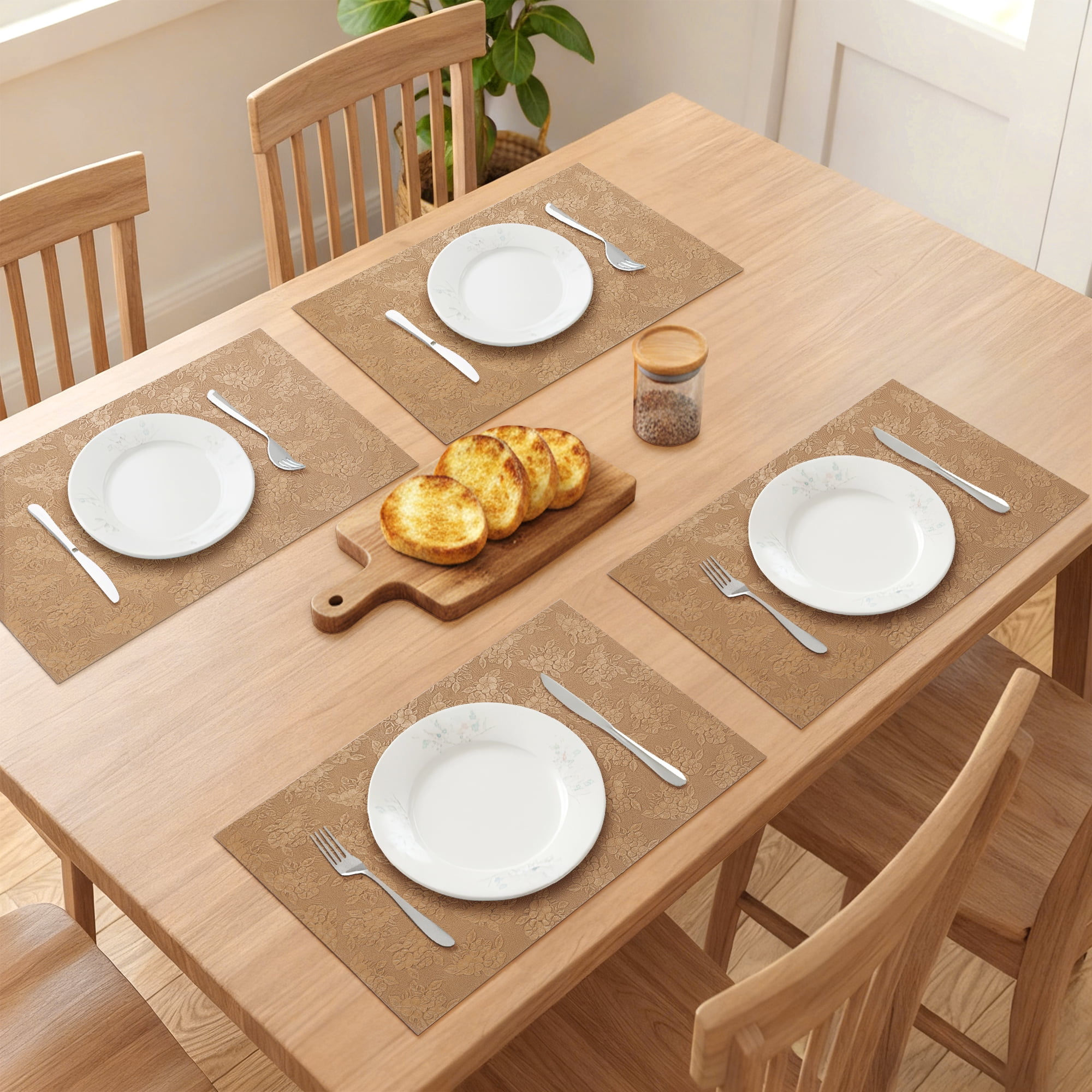 Unique Bargains Faux Leather Placemats for Kitchen Home Camel 17.7"x11.8"