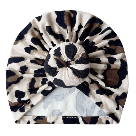 WNVMWI Infant Twisted Knot Turban Hat Baby Boys Girls Leopard Print Head Wrap Newborn Stretch Headwraps E
