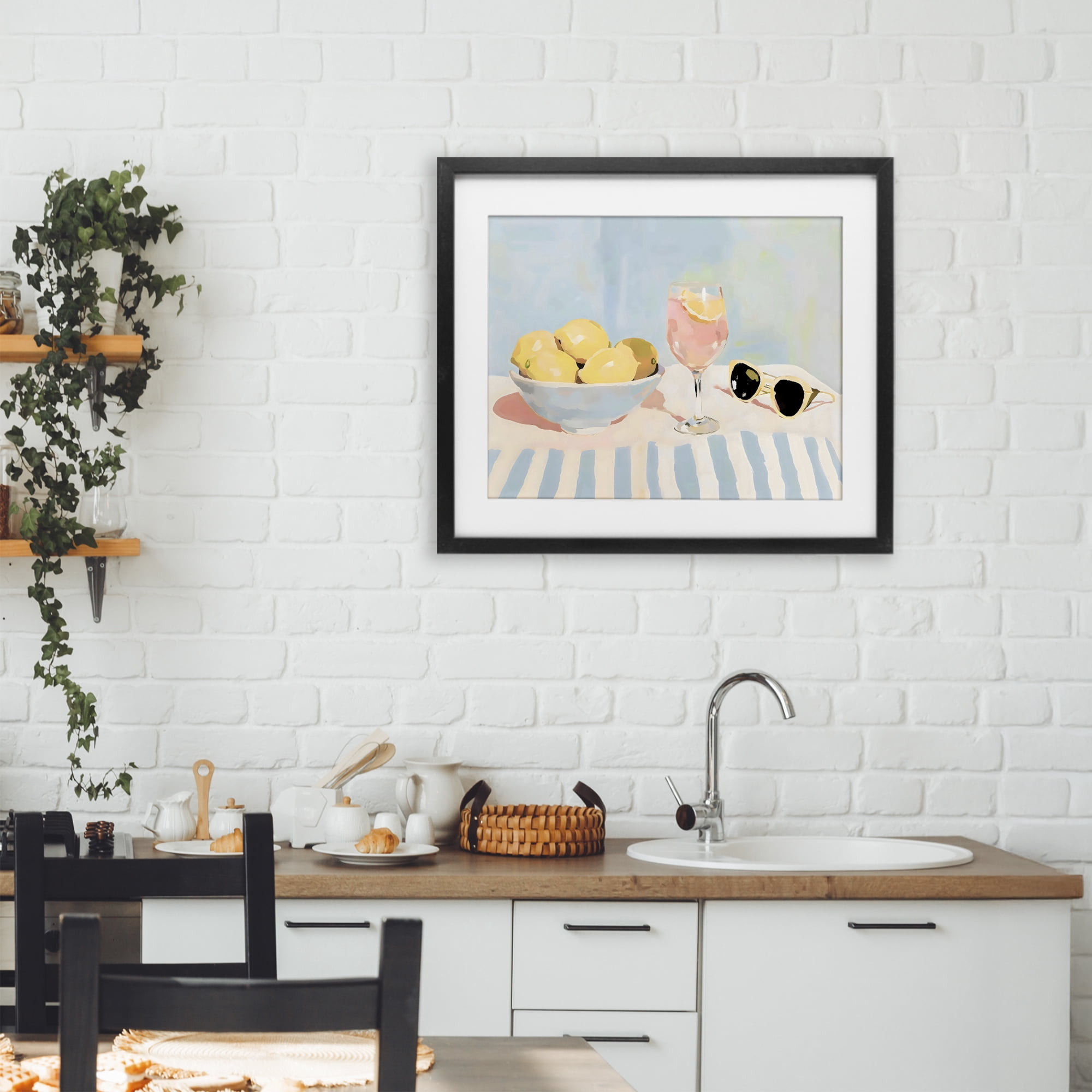 Stupell Industries Aperol & Summer Lemons Black Framed Print Under Glass, design by Sisi and Seb