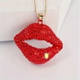 thumbnail image 2 of K-KED Fashion Red Lip Glass Beads Pendant Necklace, 2 of 3