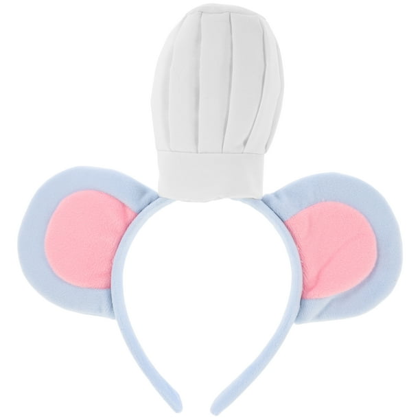 FELTECHELECTR Diadema con orejas de ratón gris y gorro de chef blanco, ideal como disfraz de ratón para fiestas de cumpleaños, ideal para niños y niñas.