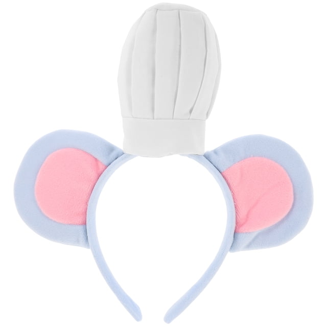FELTECHELECTR Diadema con orejas de ratón gris y gorro de chef blanco, ideal como disfraz de ratón para fiestas de cumpleaños, ideal para niños y niñas.