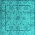 thumbnail image 1 of Ahgly Company Machine Washable Indoor Square Oriental Turquoise Blue Industrial Area Rugs, 5' Square, 1 of 4
