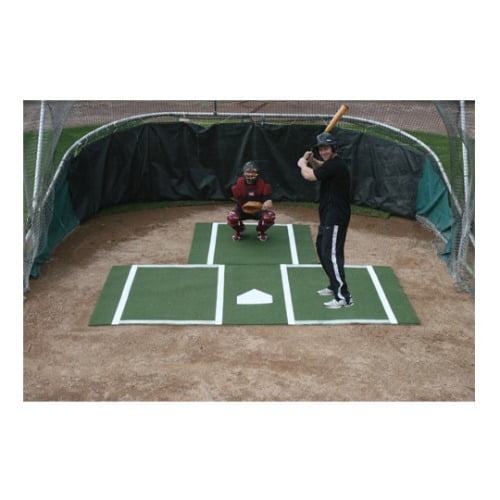 Baseball Batting Mat with Catchers Extension, Green