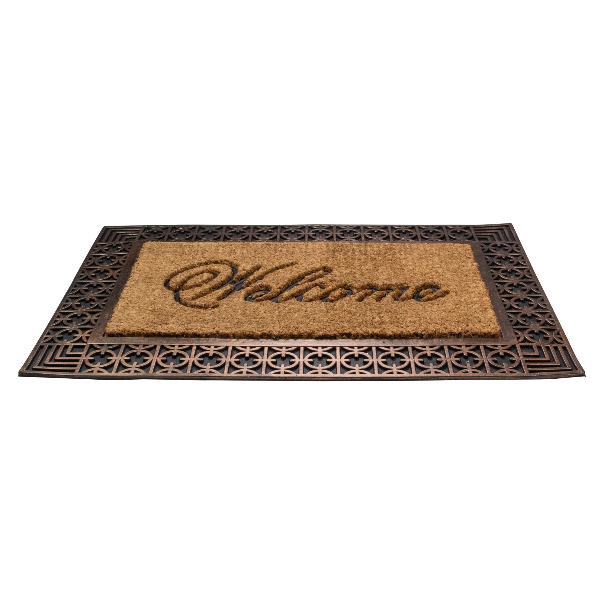 Gold and Natural Coir Rectangular "Welcome" Doormat 23" x 35" - 35