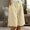 thumbnail image 2 of Bovemsi Thigh Society Cooling Shorts for Women Cotton Linen Loose Fit Knee Length Casual Wide Leg Elastic Waist Workout Shorts Casual, 2 of 9