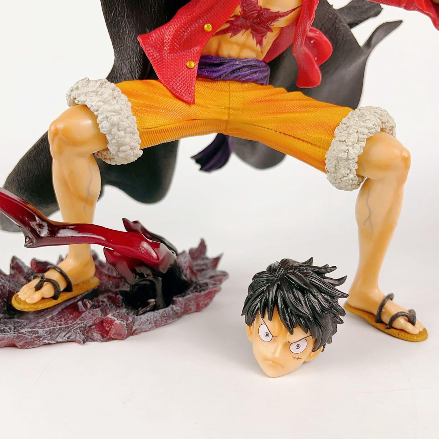 Luffy Figure Fighting Monkey D. Luffy Replacement Head Anime Figures 19cm/7.5inch PVC Cosplay Model Collectible for Anime Fans Gift