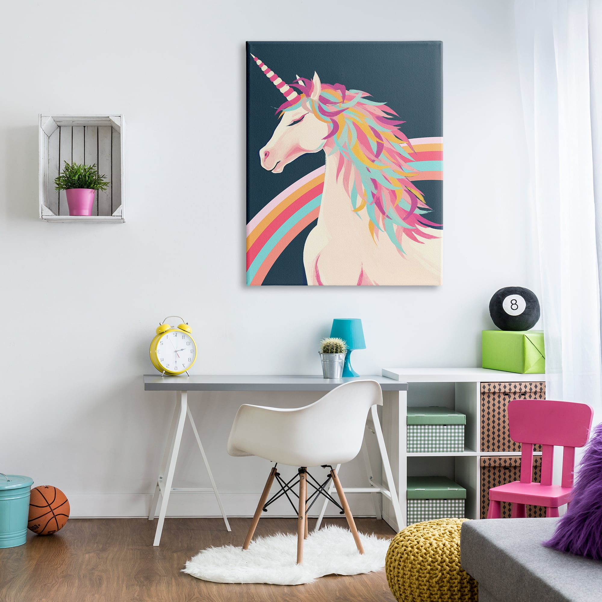 Stupell Industries Unicorn Rainbow Mane Fairy Tales & Fantasy Painting Gallery Wrapped Canvas Art Print Wall Art, 36 x 48