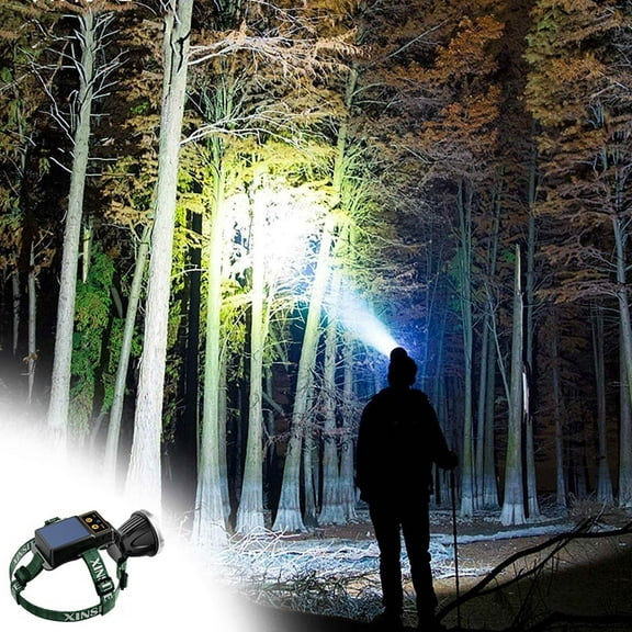 ZFYXGS Solar Powered Outdoor Lighting Headlamp Super Bright Rechargeable High Power Headlamp, Outdoor Camping, Fishing, Lithium Battery, Head Mounted Flashlight