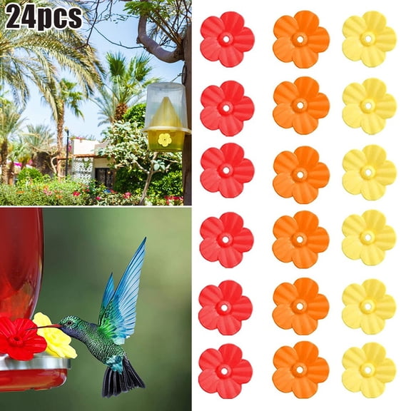 24 PCS Hummingbird Feeder Replacement Flowers for Outdoors Bird Feeding