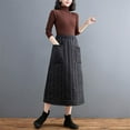 thumbnail image 3 of Moda invierno mujeres abajo s una línea de abajo con bolsillos en el tobillo de cintura alta casual maxi más tamaño grueso a SG Macarena Falda de mujer, 3 of 8