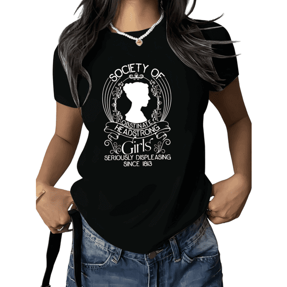 Black Print Tshirt Headstrong Girls Society Graphic Tees Shirts Funny Feminist Quote Vintage Women Cotton Tee Casual Streetwear Gift S 5XL Summer Tops