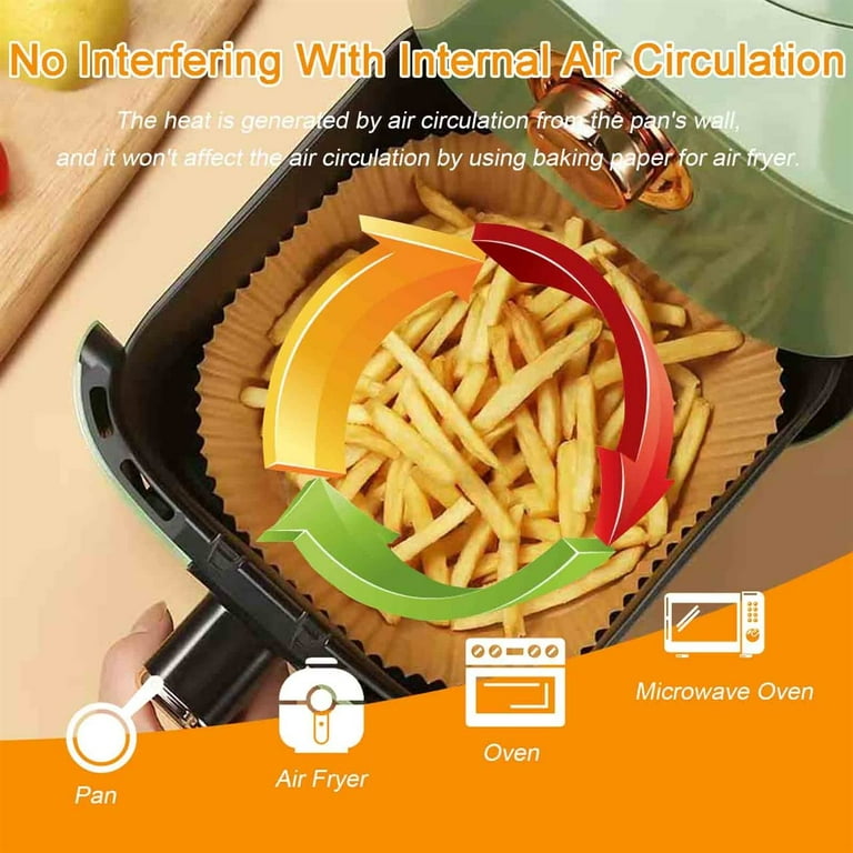  Air Fryer Disposable Paper Liners Square, 7.9 Inch Air Fryer  Parchment Paper Liner 100 PCS, Non-Stick Air Fryer Paper Pads Oil  Resistant, Food Grade Baking Paper for Roasting Microwave: Home 