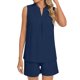thumbnail image 2 of Camiseta de Manga Corta con Cuello en V para Mujeres con Pantalones Cortos de Bolsillo, Pantalones Casuales Y el Conjunto Superior para las Mujeres, 2 of 5